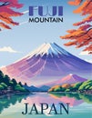 Japan Travel Destination Poster in retro style. Royalty Free Stock Photo