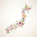 Japan travel map, decrative symbol of Japan islands Royalty Free Stock Photo