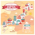 Japan travel map Royalty Free Stock Photo