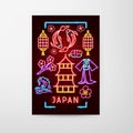 Japan Travel Neon Flyer Royalty Free Stock Photo