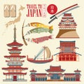Japan travel poster on light background - travel to Japan. Royalty Free Stock Photo