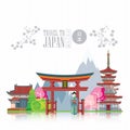 Japan travel poster on light background - travel to Japan. Royalty Free Stock Photo