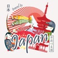 Japan travel poster in vintage style - travel to Japan. Royalty Free Stock Photo