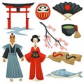 Japan traveling culture symbols cuisine clothing and architecture