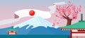 Japan Travelling Banner. Japanese Landmarks Royalty Free Stock Photo