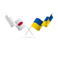 Japan and Ukraine flags. Vector illustration.