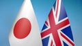 Japan and United Kingdom two flags
