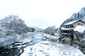 Japan unseen landscape scenic view from yamadera bridge canal, yamadera shrine temple, yamagata prefecture, tohoku region, asia