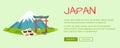 Japan Vector Illustration with Text and Signs Royalty Free Stock Photo