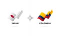 Japan versus Colombia. Football. Vector illustration.
