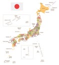 Japan - vintage map and flag - illustration Royalty Free Stock Photo