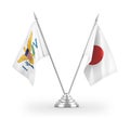 Japan and Virgin Islands United States table flags isolated on white Royalty Free Stock Photo
