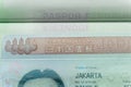 The JAPAN VISA, view inside from the Indonesia\'s Passport Royalty Free Stock Photo