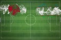 Japan vs Uzbekistan Soccer Match, national colors, national flags, soccer field, football game, Copy space