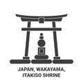 Japan, Wakayama, Itakiso Shrine travel landmark vector illustration