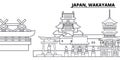 Japan, Wakayama line skyline vector illustration. Japan, Wakayama linear cityscape with famous landmarks, city sights