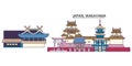 Japan, Wakayama tourism landmarks, vector city travel illustration