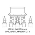 Japan, Wakayama, Wakayama Marina City travel landmark vector illustration