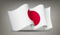 Japan waving flag icon isolated, official symbol of country, red circle on white background, vector illustration. Royalty Free Stock Photo