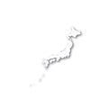 Japan - white 3D silhouette map of country area with dropped shadow on white background. Simple flat vector illustration