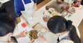 Japan, women and chef in kitchen with preparation for food, Japanese cuisine and healthy meal in restaurant. Cooking Royalty Free Stock Photo