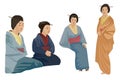 Japan women retro illustration on white background