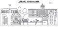 Japan, Yokohama architecture line skyline illustration. Linear vector cityscape with famous landmarks, city sights