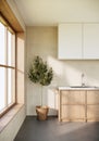 Japandi modern scandinavian style apartment interior, kitchen design Royalty Free Stock Photo