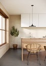 Japandi modern scandinavian style apartment interior, kitchen design Royalty Free Stock Photo