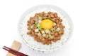 Japanes food, cooked rice with natto