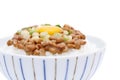 Japanes food, cooked rice with natto