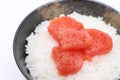 Japanes food, Karashi mentaiko on rice Royalty Free Stock Photo