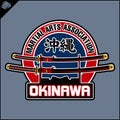 Japanes Samurai sword - katana. Martial arts logo, emblem. Okinawa. Vector EPS Royalty Free Stock Photo