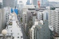 Japanese abstract urban background featuring details of chaotic city buildings and skyline in Tokyo Royalty Free Stock Photo