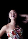 Attractive Japanese American Woman Open Mouth Laugh Royalty Free Stock Photo