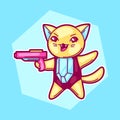 Japanese anime cosplay cat. Cute kawaii character with gun Royalty Free Stock Photo