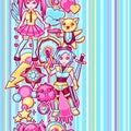 Japanese anime cosplay seamless pattern. Cute kawaii characters and items Royalty Free Stock Photo