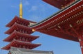 Japanese architectural details of the red roof of a Japanese temple gate, Japanese traditional building Royalty Free Stock Photo