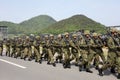 Japanese armed marching soldiers