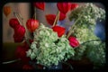 The Japanese art of ikebana dry red flowers Royalty Free Stock Photo