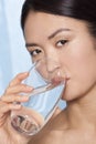 Japanese Asian Woman Drinking Glass of Water