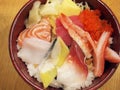 Japanese assorted sashimi rice bowl Royalty Free Stock Photo