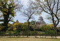 Japanese Autumn color of Okayama castle in Okayama, Japan Royalty Free Stock Photo