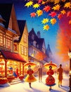 Japanese Autumn Festival Holiday Depiction. Generative AI.