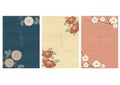 Japanese background with flower elements vector. Wooden pattern texture in Asian design Royalty Free Stock Photo