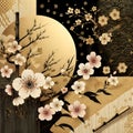 Japanese background with gold and black texture vector.