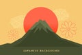 Japanese background with mount fuzi  decorative design Royalty Free Stock Photo