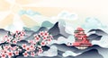 Japanese background with mountains