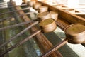 Japanese bamboo ladle in Japanese Temple Royalty Free Stock Photo