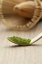 Japanese bamboo matcha spoon with green tea